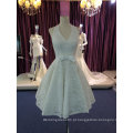 Top Sale Halter Short Ivory Lace Vestido de noiva com arco